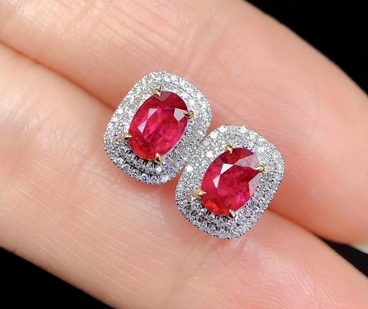 1.41ct刻面红宝石耳钉 商品图3