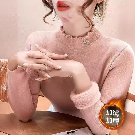 半高领水貂绒加绒毛衣，洋气一体绒保暖打底衫 商品图2