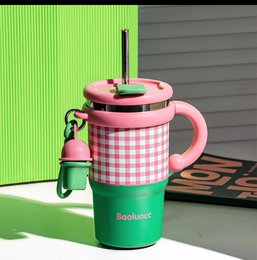 小冰霸保温杯子粉绿撞色600ML 商品图0