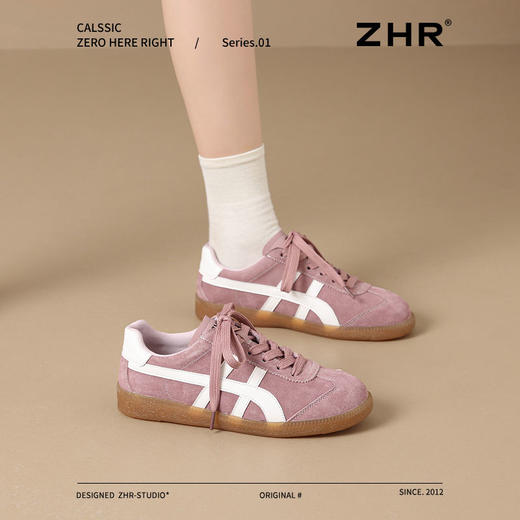ZHR则则真皮德训鞋女2024新款复古百搭休闲运动鞋女超软平底女鞋 商品图4