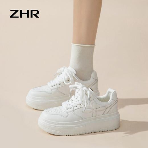 ZHR则则增高厚底小白鞋女2024春季新款学生休闲透气百搭厚底女鞋 商品图7