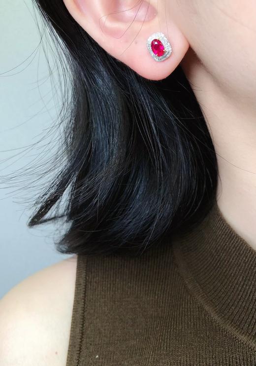 1.41ct刻面红宝石耳钉 商品图4