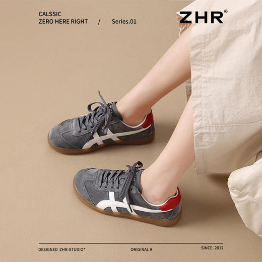 ZHR则则真皮德训鞋女2024新款复古百搭休闲运动鞋女超软平底女鞋 商品图6
