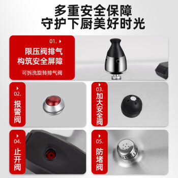 双喜高压锅304不锈钢燃气电磁炉通用多重防爆家用快煮压力锅20cm/4L 商品图0