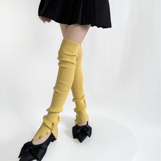 【5双起批，10双以上包邮】2024秋冬新款辣妹针织秋冬腿套芭蕾风纽扣开叉针织堆堆彩色袜套女 商品图2