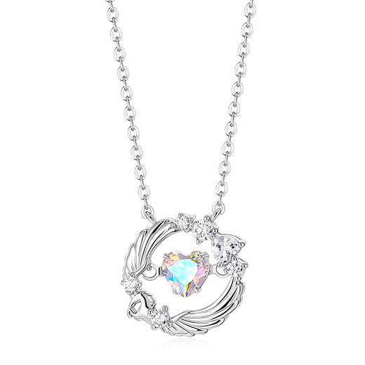 卡蒂罗/KADER 【三秒心动】魔法独角兽项链 圣诞魔法苹果原创设计羽你相伴可调节锁骨链 羽翼造型满钻吊坠 商品图1