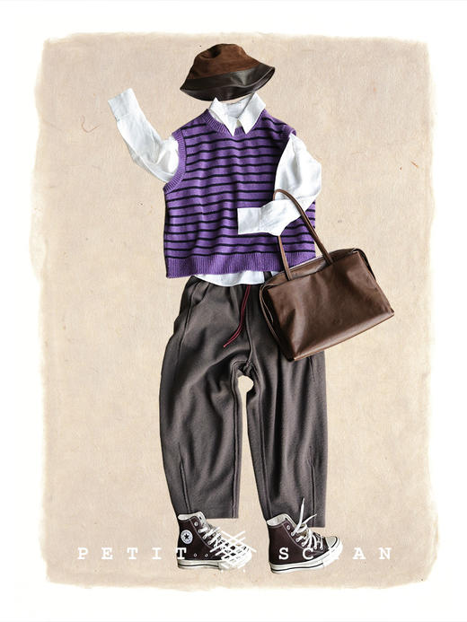 PETIT SCHAN小闪 CLO#629 Pop Rocks 跳跳糖 羊毛缤纷彩点纱圆领条纹背心 商品图5