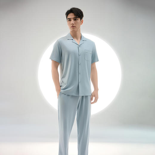 都市丽人男士莫代尔短袖套装薄棉莫拉架亲情蜜语眠眠衣短袖类FHH0A1 商品图1