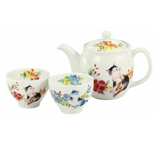 【清仓特惠7.5折】日本进口美浓烧ceramic蓝陶瓷茶壶茶杯套装日式茶具新婚乔迁礼品花彩/樱花一壶两杯茶具 商品图6