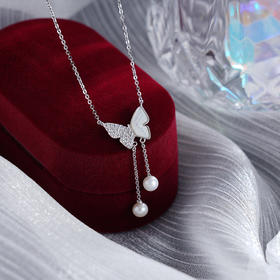 子佩集S925银珍珠套链蝴蝶【YL-5291】纯银珍珠项链2412