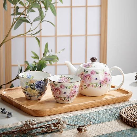 【清仓特惠7.5折】日本进口美浓烧ceramic蓝陶瓷茶壶茶杯套装日式茶具新婚乔迁礼品花彩/樱花一壶两杯茶具 商品图4