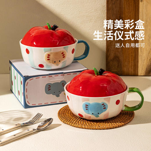 摩登主妇泡面碗带盖高颜值方便面碗个人专用上班陶瓷碗早餐杯餐具 商品图4