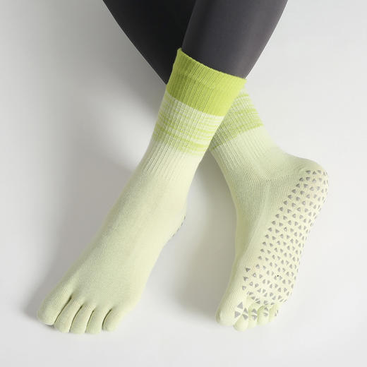 【5双起批，10双以上包邮】2024秋冬专业防滑渐变色瑜伽袜子普拉提袜室内运动健身中筒瑜伽袜 商品图8