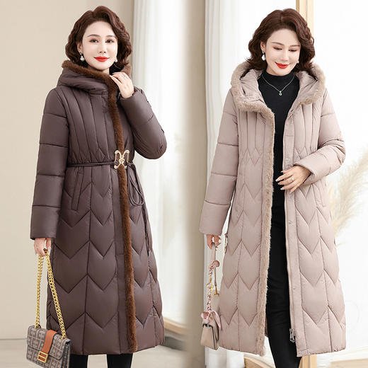 TZW-50岁中老年女装秋冬羽绒棉服洋气新款中年妈妈冬装外套中长款棉袄 商品图0