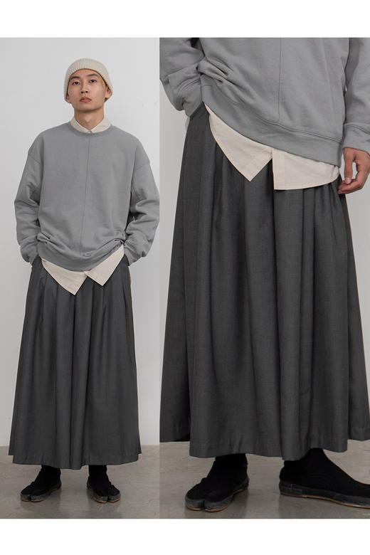 CryingCenter 深灰色 日式剑道服改良武士裙裤 九分裤 商品图5