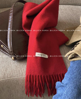 澳洲100%纯羊毛围巾 百搭秋冬围脖 加厚保暖披肩 简约流苏 围巾 商品图11