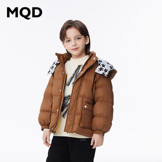 【秒1】【MQD】男童柔软舒适冬季满版拼接撞色连帽羽绒服 商品图5