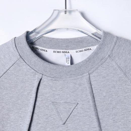 秋冬季新款时尚个性双拉链纯色倒三角褶皱圆领上衣百搭情侣潮流 商品图2