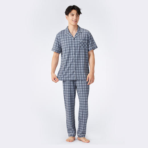 都市丽人男士棉质短袖套装薄抗皱绵生活家居短袖类FHH1C6 商品图1