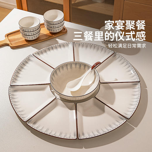 摩登主妇蓝线年夜饭拼盘碗碟套装家用2024新款菜盘子过年团圆餐具 商品图4