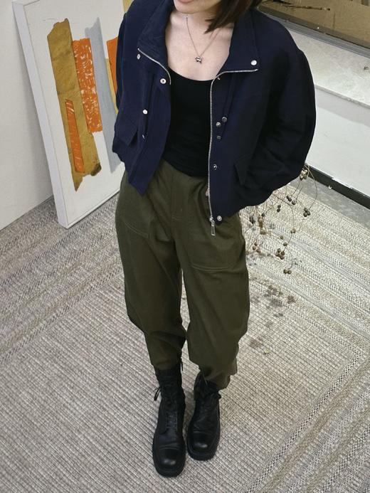 顺丰包邮35125洛诗琳新款纯棉斜纹纱军绿色工装休闲裤女851 商品图2