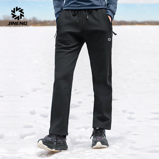 积能秋冬跑步运动软壳裤男女情侣透气直筒户外休闲运动长裤 商品图5