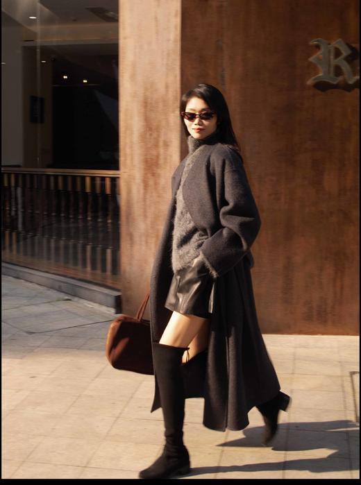 顺丰包邮34826洛诗琳秋冬新款百搭高腰阔腿绵羊皮真皮短裤女3308 商品图0