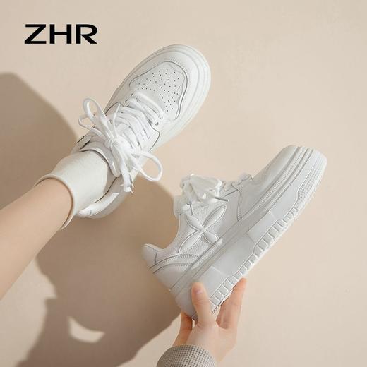 ZHR则则增高厚底小白鞋女2024春季新款学生休闲透气百搭厚底女鞋 商品图4
