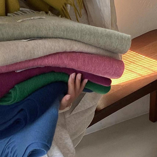 澳洲100%纯羊毛围巾 百搭秋冬围脖 加厚保暖披肩 简约流苏 围巾 商品图1