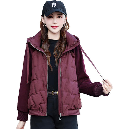 TZW-2024年冬季新款连帽羽绒服女韩版气质时尚拼接保暖休闲短款外套 商品图4