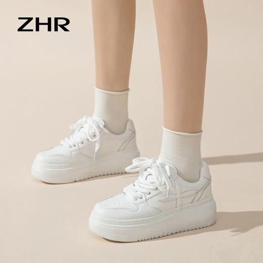 ZHR则则增高厚底小白鞋女2024春季新款学生休闲透气百搭厚底女鞋 商品图5