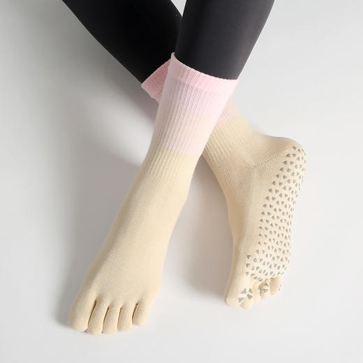 【5双起批，10双以上包邮】2024秋冬专业防滑渐变色瑜伽袜子普拉提袜室内运动健身中筒瑜伽袜 商品图9