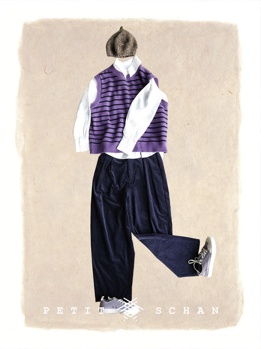 PETIT SCHAN小闪 CLO#629 Pop Rocks 跳跳糖 羊毛缤纷彩点纱圆领条纹背心 商品图3