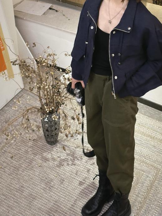 顺丰包邮35125洛诗琳新款纯棉斜纹纱军绿色工装休闲裤女851 商品图3