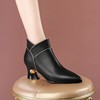 【预售5天】粗跟短靴时尚拼色尖头显瘦马丁靴新款舒适侧拉链牛皮短筒单靴女JLD&A09 商品缩略图0