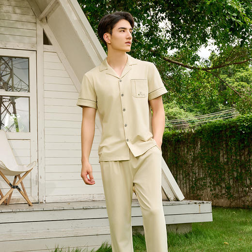 都市丽人男士无尘棉短袖套装薄单面无尘棉亲情蜜语短袖类FHH9A2 商品图1