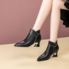 【预售5天】粗跟短靴时尚拼色尖头显瘦马丁靴新款舒适侧拉链牛皮短筒单靴女JLD&A09 商品缩略图1
