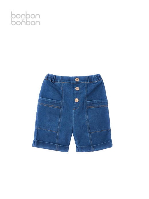 翻折边大口袋丹宁短裤 商品图0