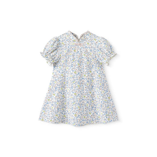 【商场同款】英氏女童裙子夏季纯棉透气中式旗袍裙2025新款碎花裙 商品图4