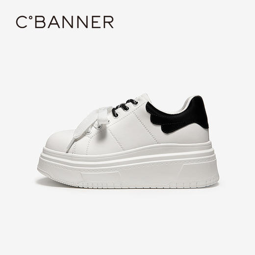 千百度厚底板鞋女款时尚休闲鞋小白鞋运动鞋A25160108 商品图2