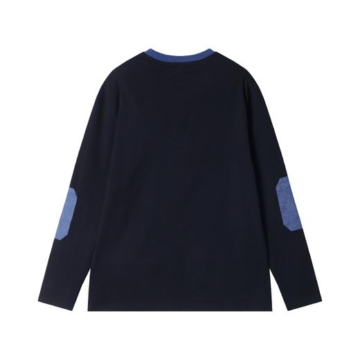 T2197早春新款时尚个性韩版撞色半纽扣圆领长袖T恤百搭休闲套头上衣 商品图5