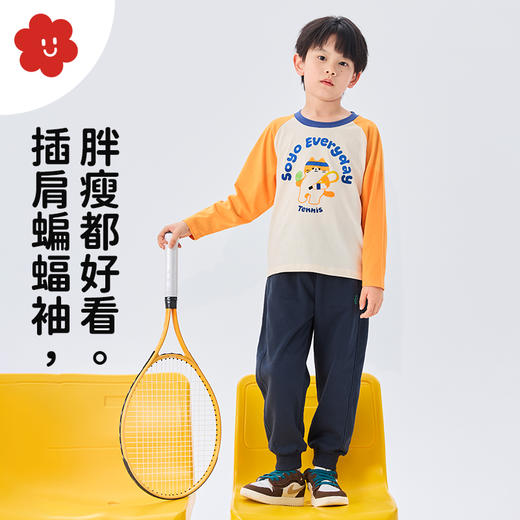 （原79元-现直降10元）soyo舍予良仓25新款可爱动物插肩袖拼色T恤 商品图1