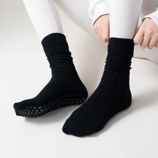 【5双起批，10双以上包邮】新品春秋短筒瑜伽袜子专业防滑普拉提女士堆堆袜纯色运动袜跑步袜 商品图7