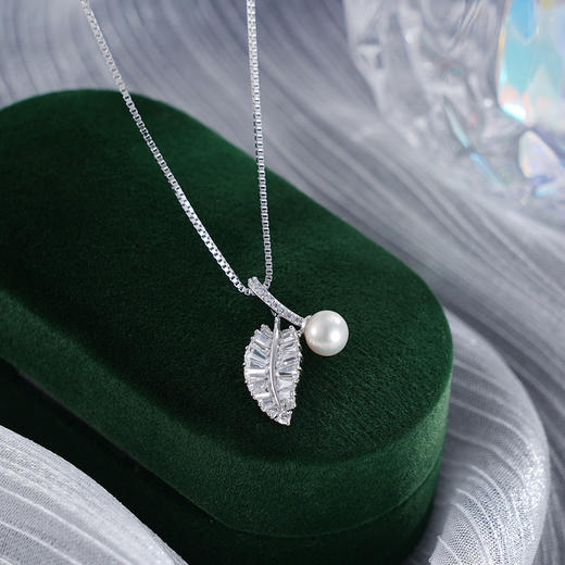 子佩集S925银珍珠套链【YL-6586】纯银珍珠项链叶子2412 商品图1