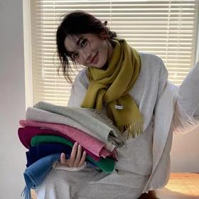 澳洲100%纯羊毛围巾 百搭秋冬围脖 加厚保暖披肩 简约流苏 围巾
