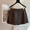顺丰包邮34826洛诗琳秋冬新款百搭高腰阔腿绵羊皮真皮短裤女3308 商品缩略图8