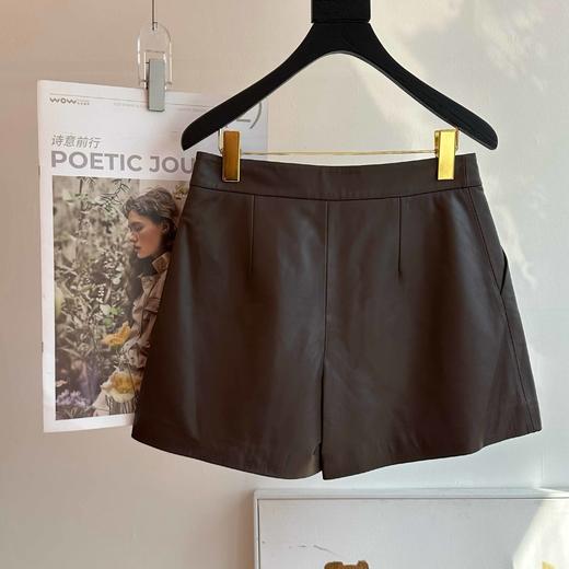 顺丰包邮34826洛诗琳秋冬新款百搭高腰阔腿绵羊皮真皮短裤女3308 商品图8