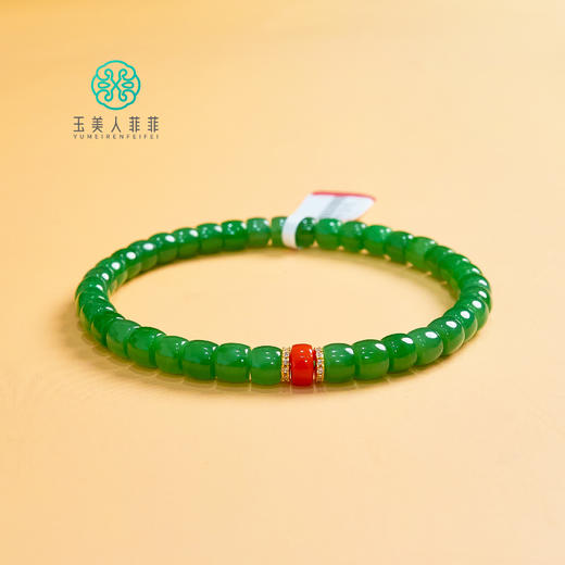 玉美人菲菲~S925和田玉碧玉手串约6*5mm 商品图0