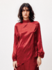 LIYIHAN红之绸丨25春新年醋酸解构上衣压褶缎面垂感衬衫斜下摆 商品缩略图2