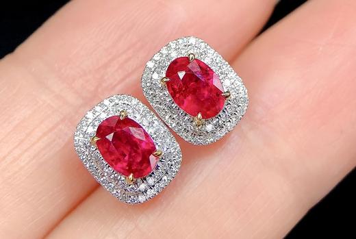 1.41ct刻面红宝石耳钉 商品图2